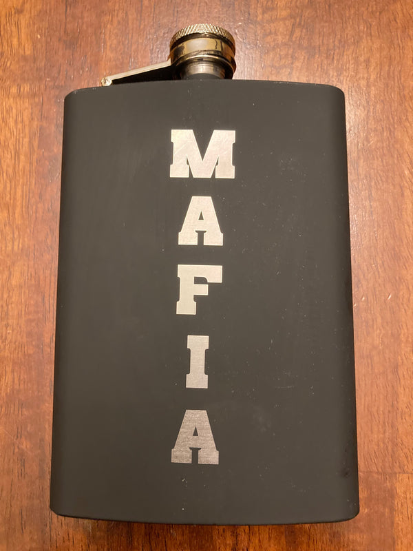Mafia Pack Engraved 8oz. Matte Black Flask