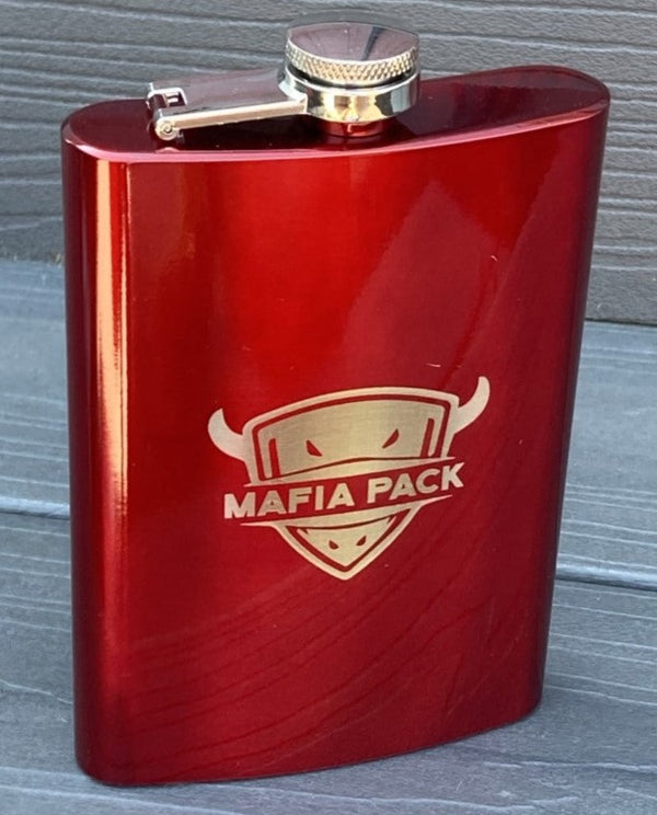 Mafia Pack Engraved 8oz. Candy-Red Flask