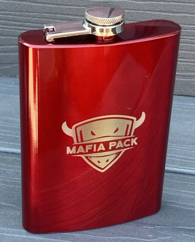 Mafia Pack Engraved 8oz. Candy-Red Flask